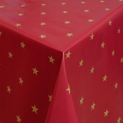 Wachstuch Rolle Weihnachten 01280-03 Sterne gold auf rot Rollenware