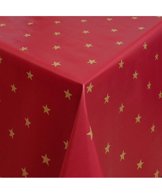 Wachstuch Tischdecke 01280-03 rot goldene Sterne Weihnachten Advent eckig rund oval