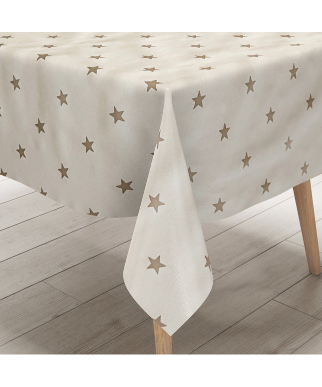 Wachstuch Tischdecke Sterne auf beige