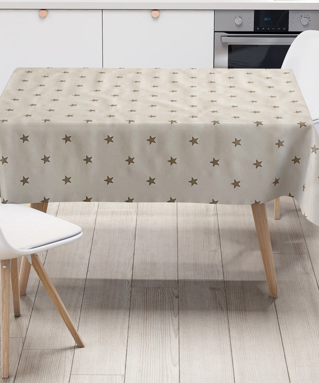 Wachstuch Tischdecke Sterne auf beige