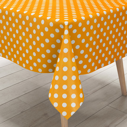 Wachstuch Tischdecke 01288-22 weiße Punkte auf orange Polka Dots eckig rund oval