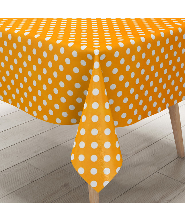 Wachstuch Tischdecke 01288-22 weiße Punkte auf orange Polka Dots eckig rund oval