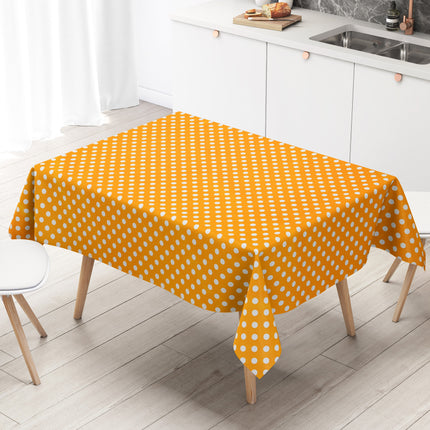 Wachstuch Tischdecke 01288-22 weiße Punkte auf orange Polka Dots eckig rund oval