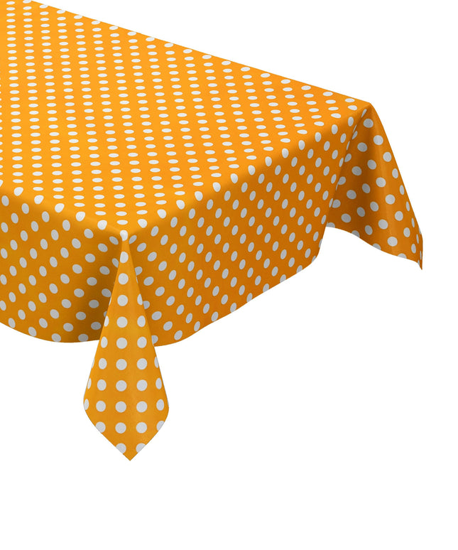Wachstuch Tischdecke 01288-22 weiße Punkte auf orange Polka Dots eckig rund oval