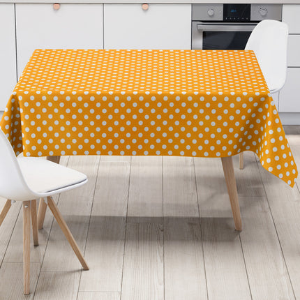 Wachstuch Tischdecke 01288-22 weiße Punkte auf orange Polka Dots eckig rund oval