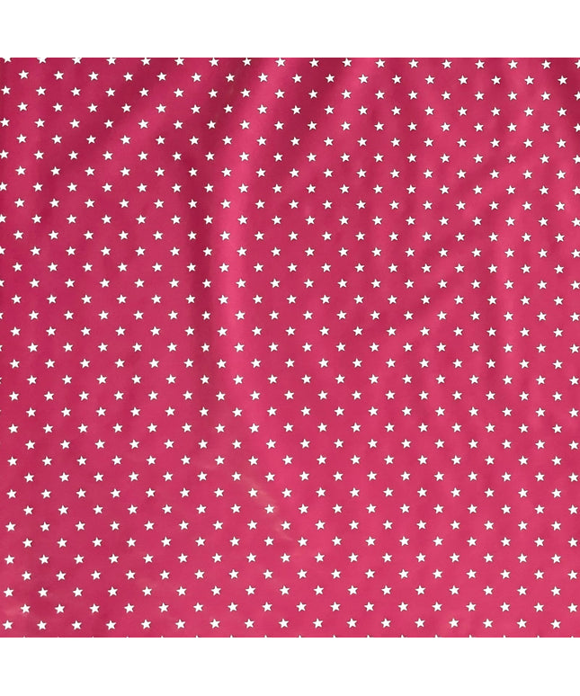 Wachstuch Tischdecke Weihnachten 01289-04 weiße Sterne auf fuchsia - Größe, Form und Einfassung frei wählbar