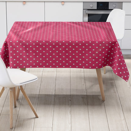 KEVKUS Wachstuch Tischdecke Weihnachten 01289-04 weiße Sterne auf fuchsia eckig rund oval