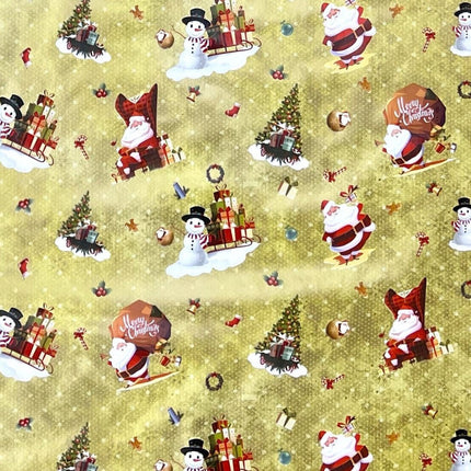 Wachstuch Rolle Weihnachten 01334-01 Weihnachtsmann gold Rollenware