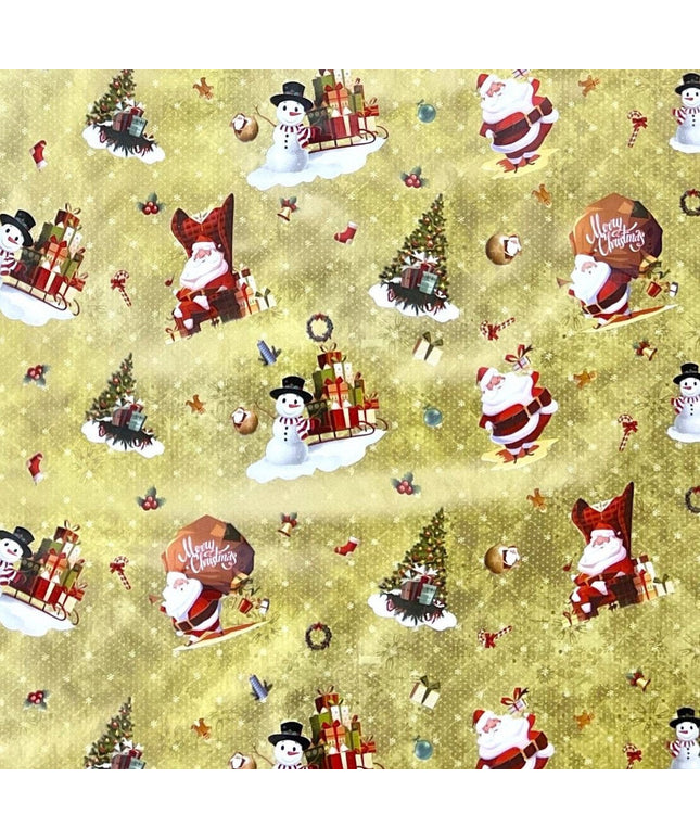 Wachstuch Rolle Weihnachten 01334-01 Weihnachtsmann gold Rollenware