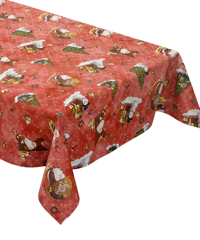 KEVKUS Wachstuch Tischdecke Weihnachten 01334-02 Schneemann Weihnachtsmann rot eckig rund oval