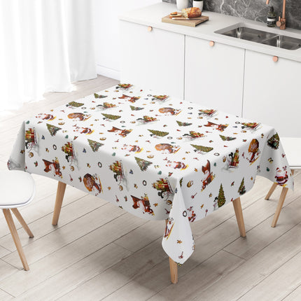 KEVKUS Wachstuch Tischdecke Weihnachten 01334-03 Schneemann Weihnachtsmann weiß eckig rund oval