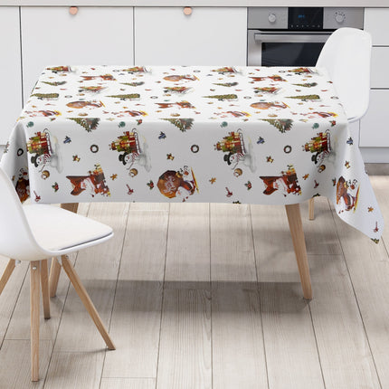 KEVKUS Wachstuch Tischdecke Weihnachten 01334-03 Schneemann Weihnachtsmann weiß eckig rund oval