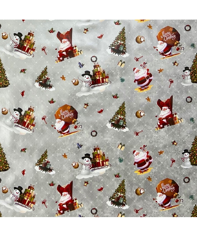 Wachstuch Rolle Weihnachten 01334-04 Weihnachtsmann silber Rollenware