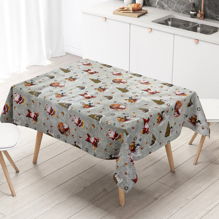 KEVKUS Wachstuch Tischdecke Weihnachten 01334-04 Schneemann Weihnachtsmann silber eckig rund oval