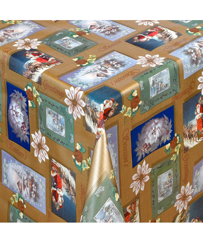 Wachstuch Rolle Weihnachten 01388-02 Weihnachtsmann gold Rollenware