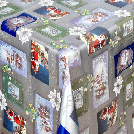 Wachstuch Rolle Weihnachten 01388-03 Weihnachtsmann silber Rollenware