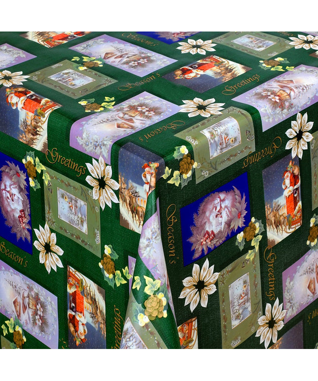 Wachstuch Rolle Weihnachten 01388-04 Weihnachtsmann grün Rollenware