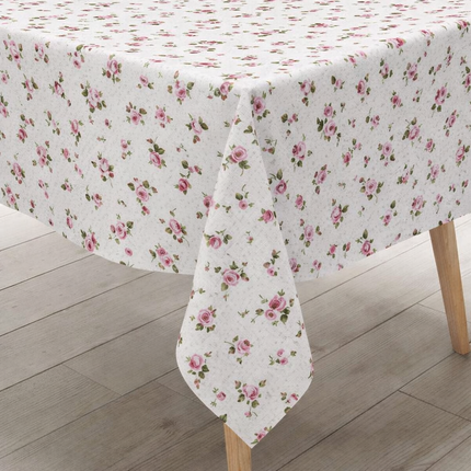 Wachstuch Tischdecke 01389-01 Blümchen klein rosa - Größe, Form und Einfassung frei wählbar
