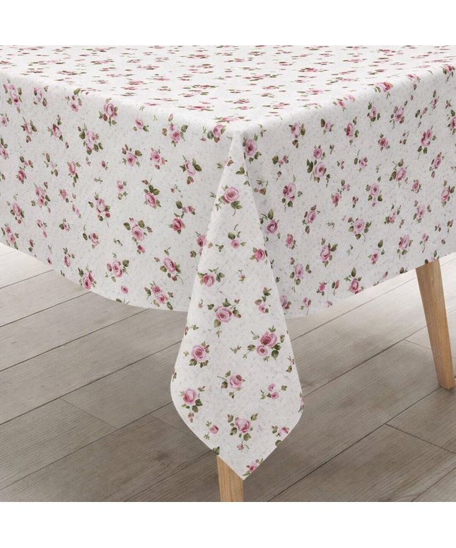 Wachstuch Tischdecke 01389-01 Blümchen klein rosa - Größe, Form und Einfassung frei wählbar