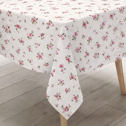 Wachstuch Tischdecke 01389-04 Blümchen klein pink - Größe, Form und Einfassung frei wählbar