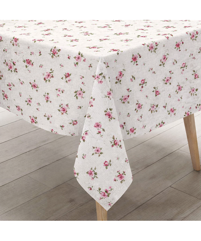 Wachstuch Tischdecke 01389-04 Blümchen klein pink - Größe, Form und Einfassung frei wählbar