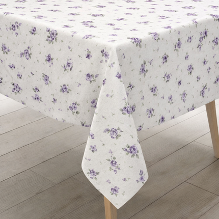 Wachstuch Tischdecke 01389-05 Blümchen klein lila - Größe, Form und Einfassung frei wählbar