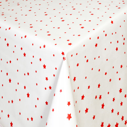 Wachstuch Tischdecke 01393-02 rote Sterne auf weiss Weihnachten Advent eckig rund oval