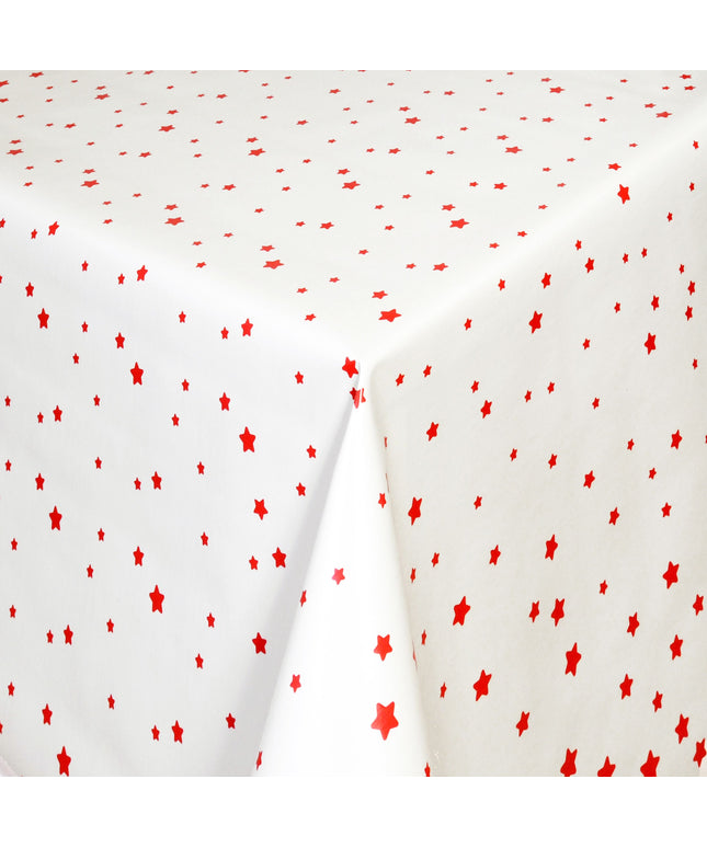 Wachstuch Tischdecke 01393-02 rote Sterne auf weiss Weihnachten Advent eckig rund oval