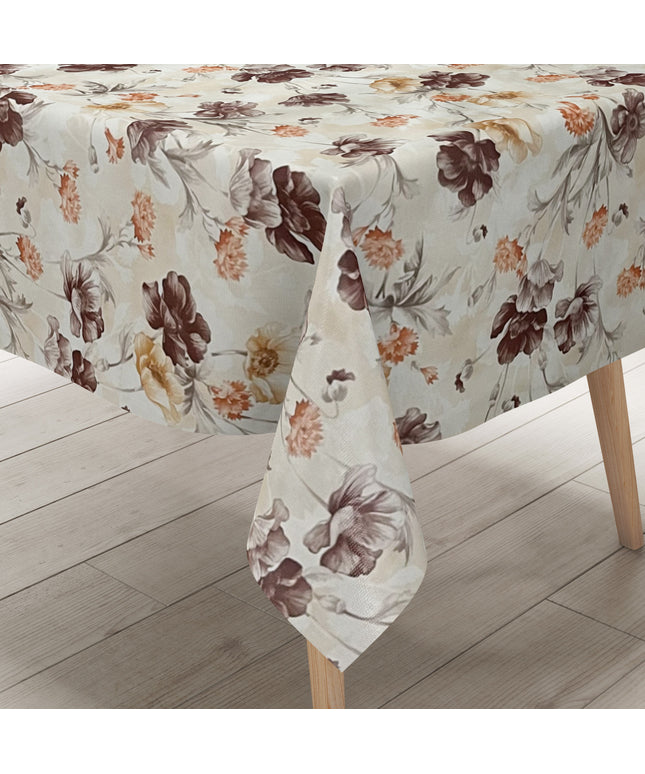 Wachstuch Tischdecke beige Mohn