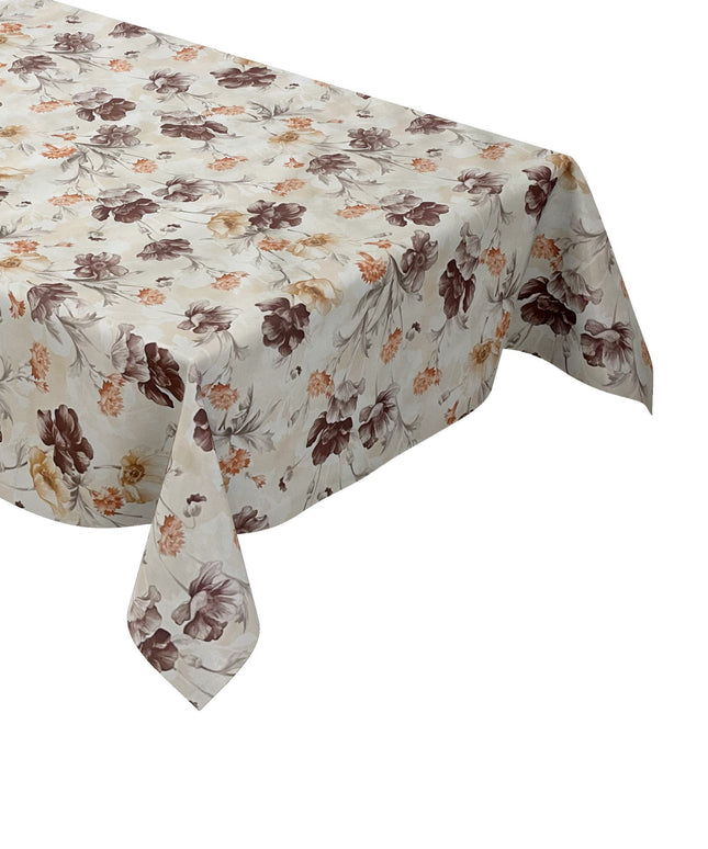 Wachstuch Tischdecke beige Mohn