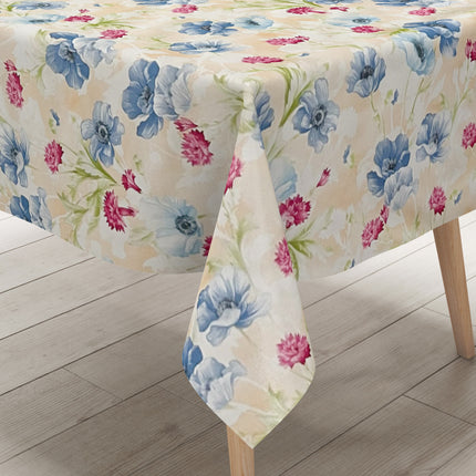 Wachstuch Tischdecke 01410-05 Mohnblumen Blüten Blumen floral beige eckig rund oval
