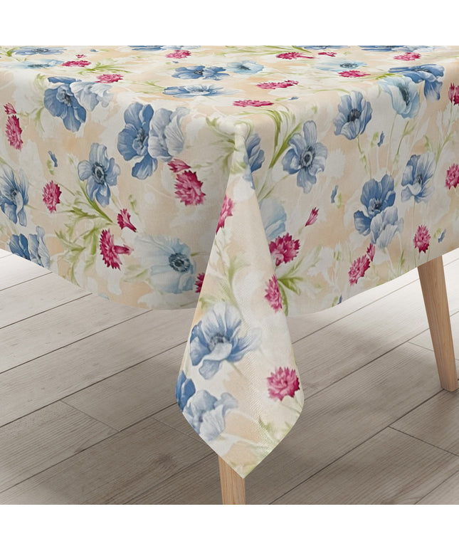 Wachstuch Tischdecke 01410-05 Mohnblumen Blüten Blumen floral beige eckig rund oval