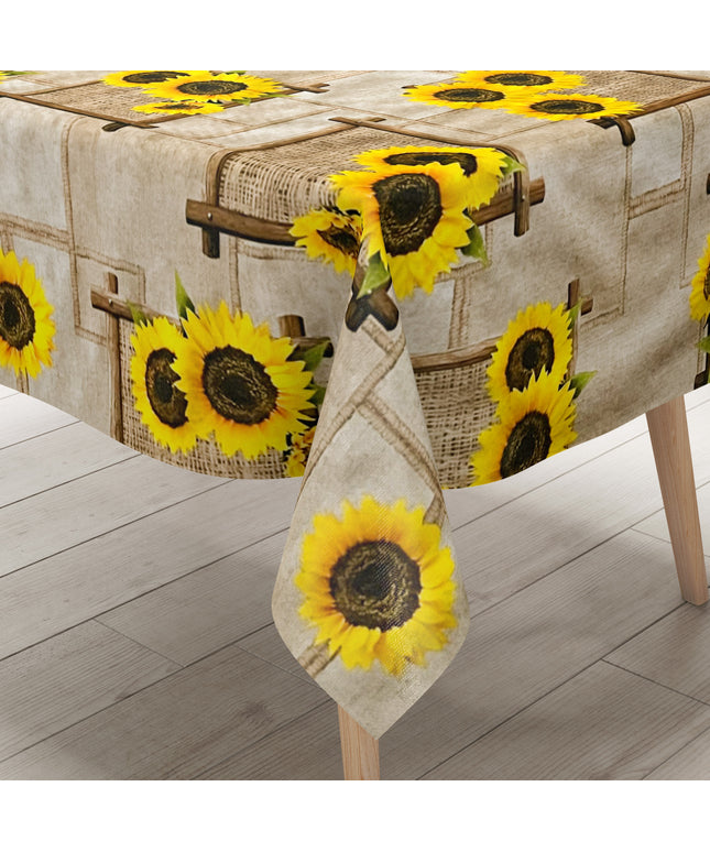 Wachstuch Tischdecke Sonnenblumen braun
