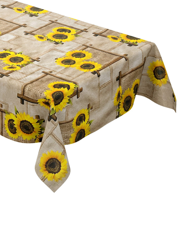Wachstuch Tischdecke Sonnenblumen braun