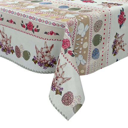 Wachstuch Tischdecke Meterware 01434-02 Ostern Osterhase Bordürenmuster eckig rund oval