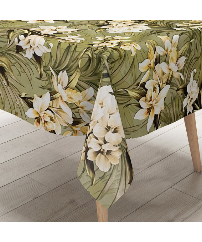 Wachstuchdecke Lilien Blumen grün