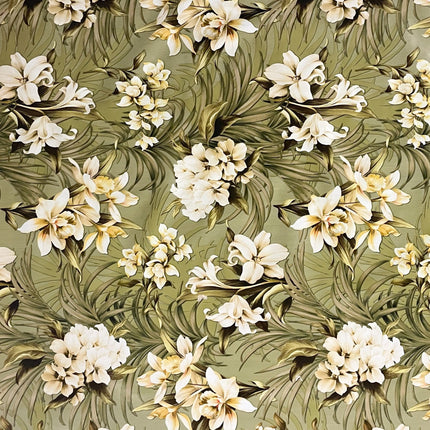 Wachstuchdecke Lilien Blumen grün