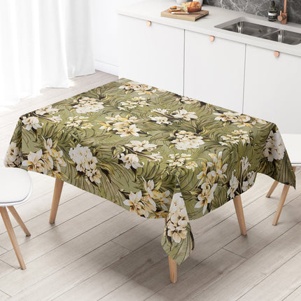 Wachstuchdecke Lilien Blumen grün
