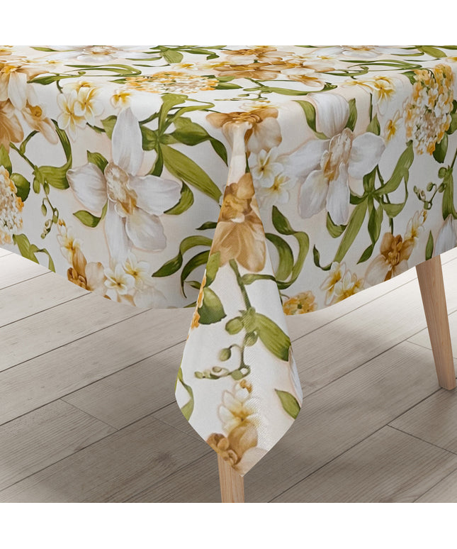 Wachstuch Tischdecke 01446-02 Lilien Blumen floral Meterware beige eckig rund oval