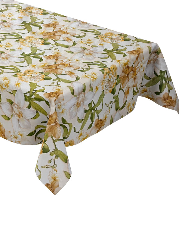 Wachstuch Tischdecke 01446-02 Lilien Blumen floral Meterware beige eckig rund oval