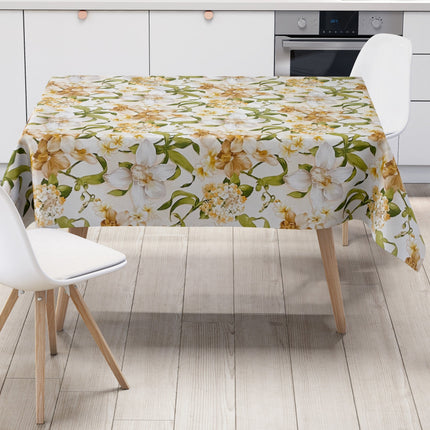 Wachstuch Tischdecke 01446-02 Lilien Blumen floral Meterware beige eckig rund oval
