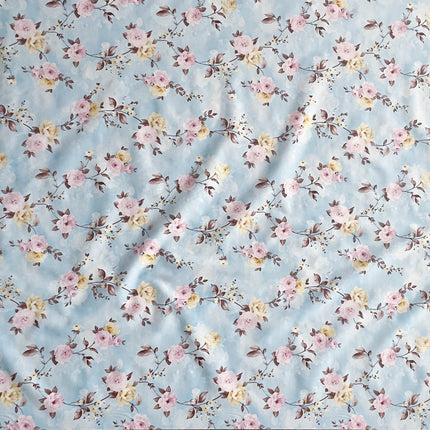 Wachstuch Tischdecke Rosenblüten hellblau