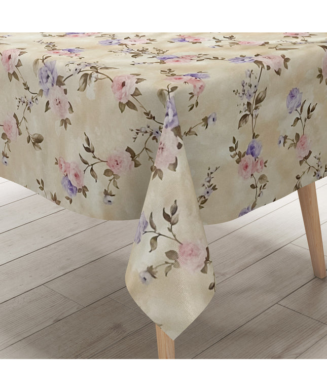 Wachstuchtischdecke beige rosen
