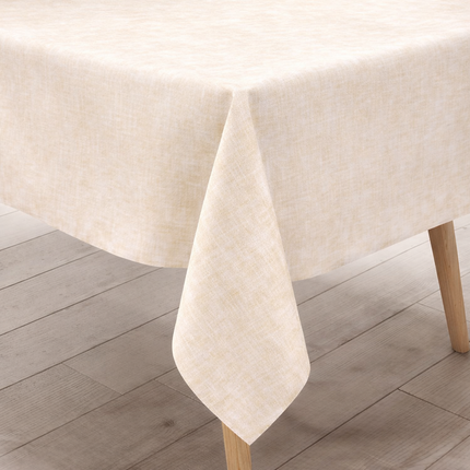Wachstuch Tischdecke 01504-06 einfarbig uni creme beige geprägte Struktur - Größe, Form und Einfassung frei wählbar