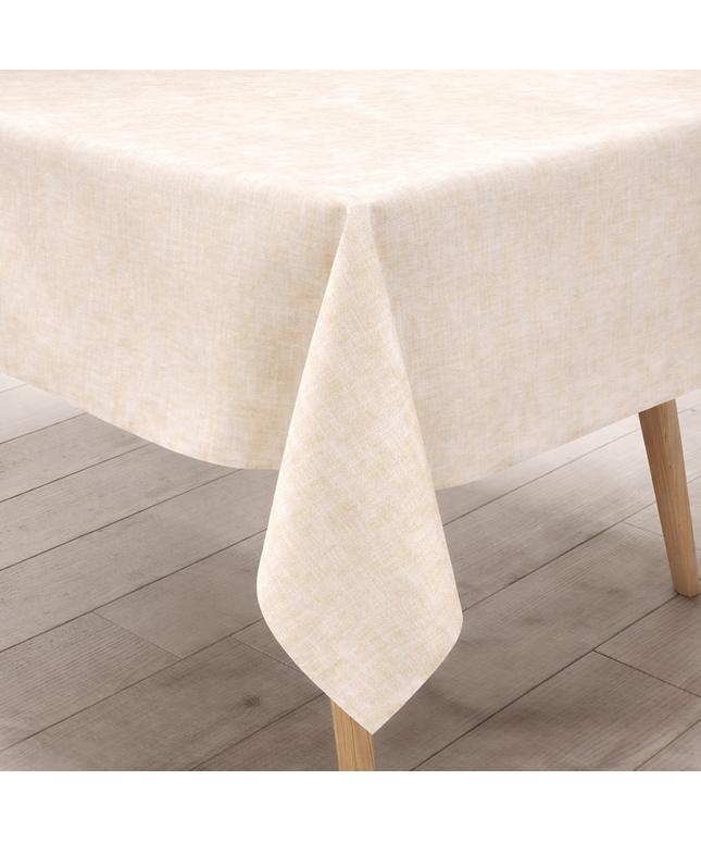 Wachstuch Tischdecke 01504-06 einfarbig uni creme beige geprägte Struktur - Größe, Form und Einfassung frei wählbar