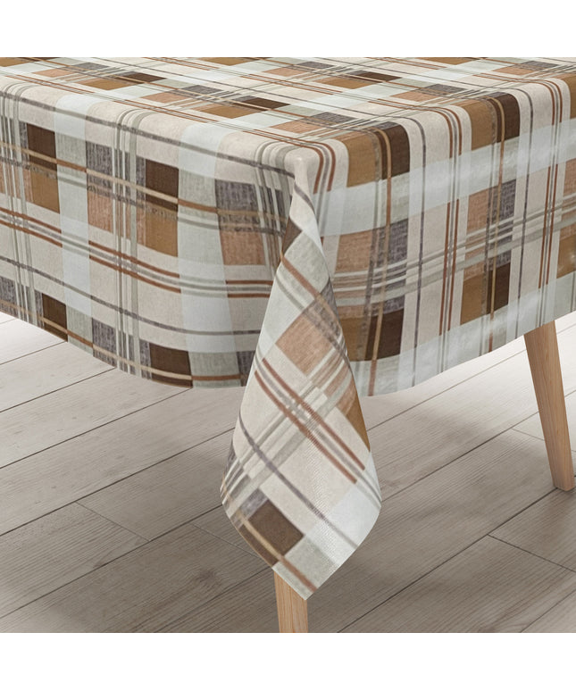 Wachstuch Tischdecke kariert braun beige