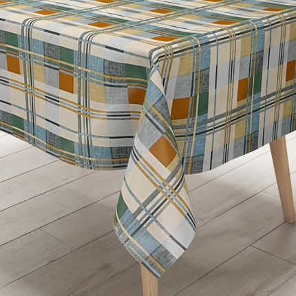 Wachstuch Tischdecke kariert blau beige grün