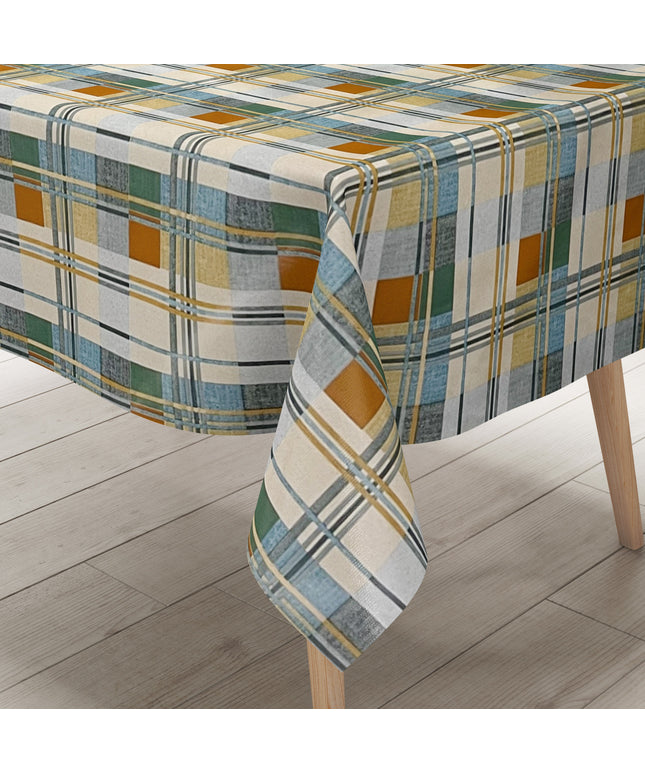 Wachstuch Tischdecke kariert blau beige grün