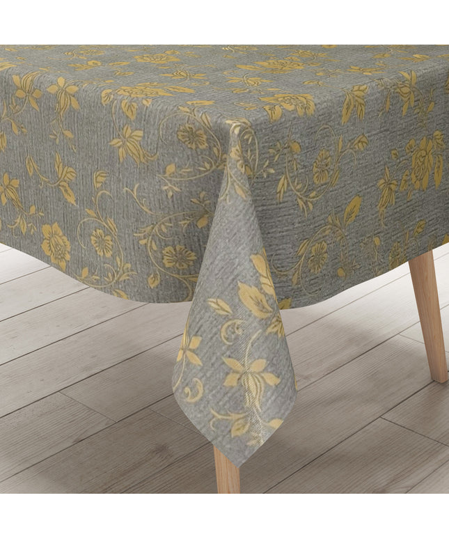 Wachstuch Decke grau meliert gold Blumen