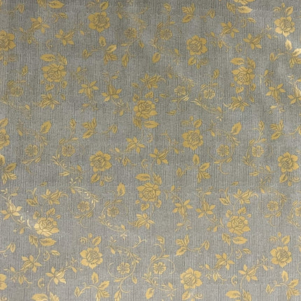 Wachstuch Decke grau meliert gold Blumen